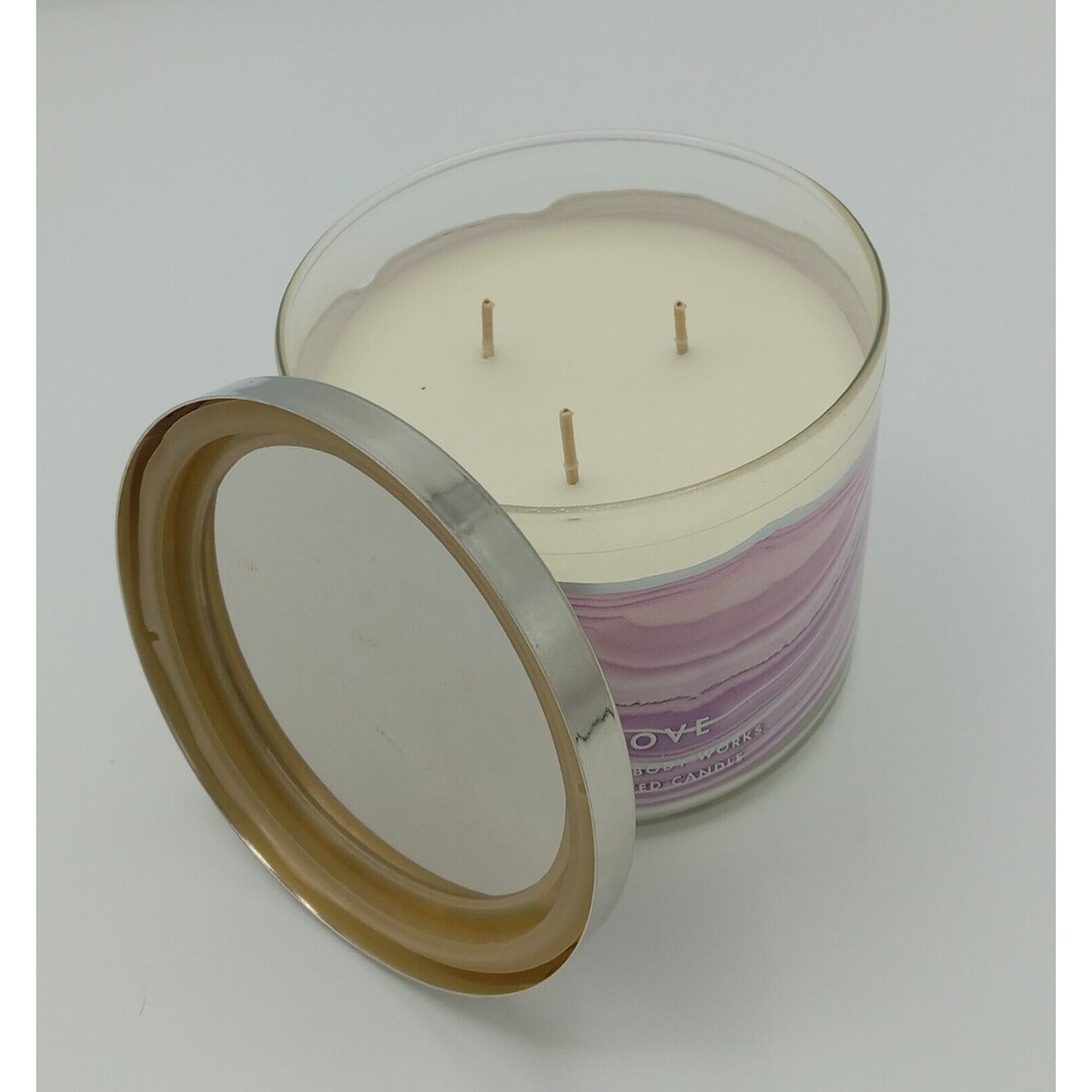 Bath & Body Works Love Rose Quartz 3 Wick 14.5 oz Candle With Lid NEW